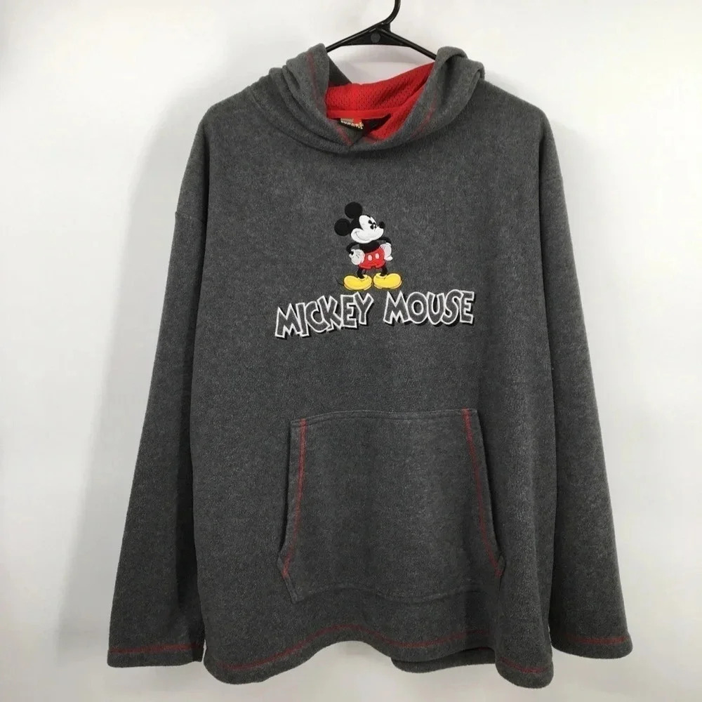 Disney Mickey Unlimited Mickey Mouse Embroidered Pull Over Hoodie Size L Y2K